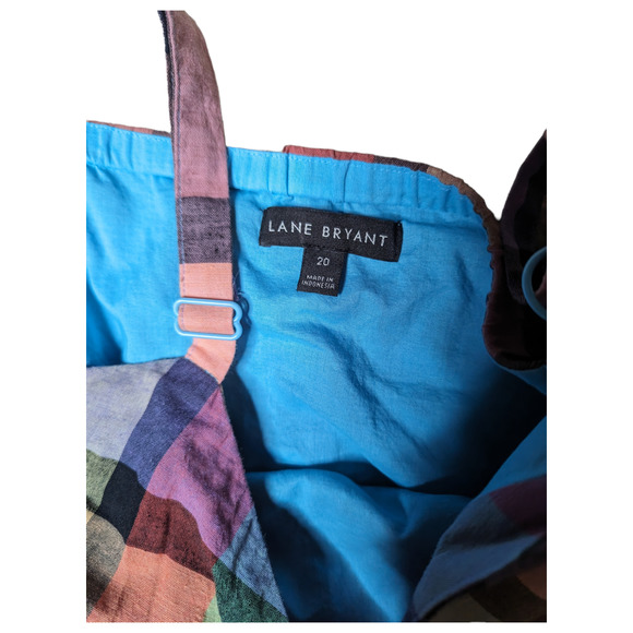 Lane Bryant Pastel Rainbow Plaid Adjustable Strap Ruffle Hem Maxi Dress 20 - Picture 4 of 6